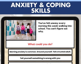 Anxiety Coping Skills Scenarios: Self Regulation at School (Boom Learning Activity)