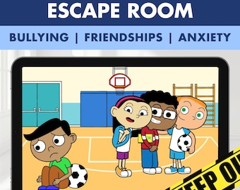 School Situations Escape Room, Social Skills Problem Solving Game, Autism Special Ed OT, Digital Boom Cards