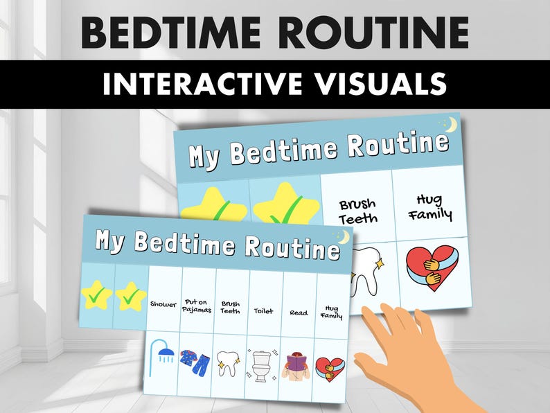 Bedtime Ritual Visuals Bedtime Routine Visual Schedule | Editable | ASD, ADHD Night Time ...