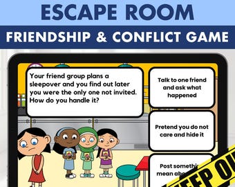 Girl Drama Escape Room, Teen Social Skills Friendship Game, Autism Special Ed OT, Digital Boom Cards