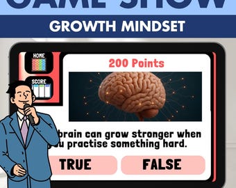 Growth Mindset Game Show Ages 8 to 12, Positive Thinking Activity, Autism Special Ed OT, Digital Boom Cards, Home School Lesson