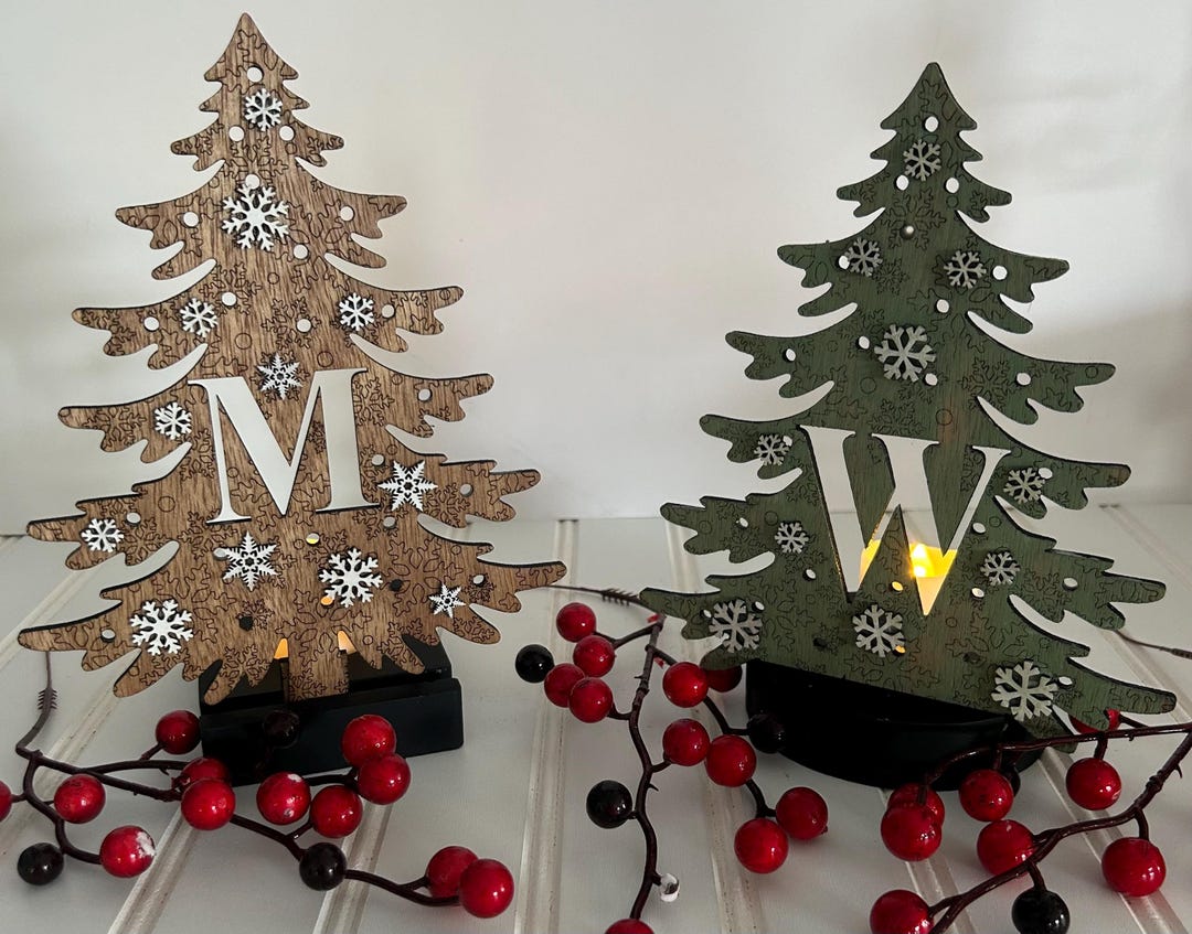Monogramed Tree Personalized Monogramed Trees Add Tealight Candle to Back for Them to ...