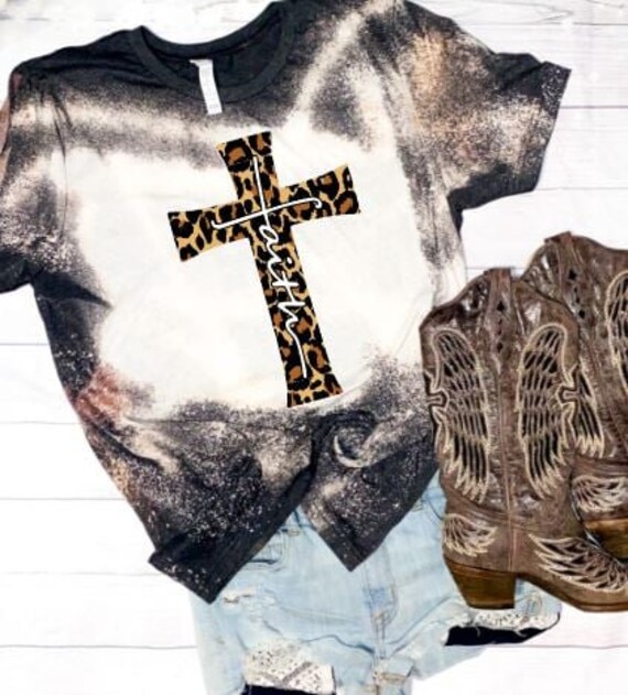 Leopard Faith Cross Shirt | Etsy
