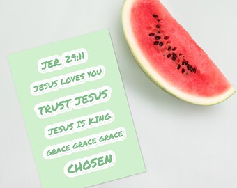 Christian Sticker Sheet, Faith Stickers, Christian Stickers, Religious Decals, Bible Verse Stickers, Minimal Christian Stickers