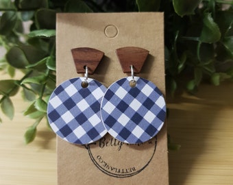 Navy Gingham Earrings