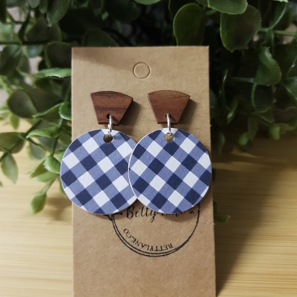 Boucles d’oreilles Navy Gingham