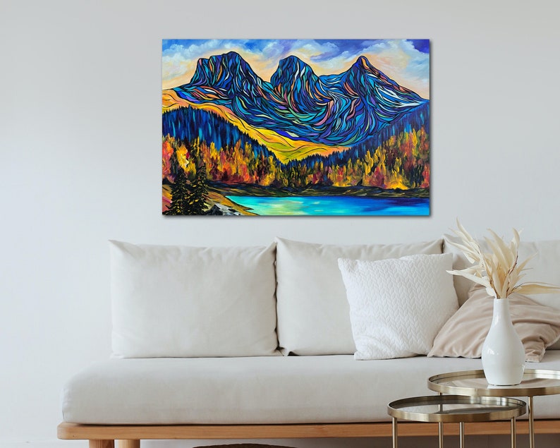 Délice des Trois Sœurs Impression sur toile roulée non étirée Montagnes des Trois Sœurs Art de Canmore Décoration intérieure Artiste canadien image 7