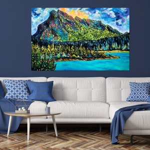 Rundle Mountain Large Original Painting Un-stretched Canvas Roll | 62&quot; x 41&quot; | Home Decor | Great gift for nature lovers and art enthusiasts