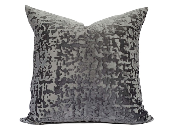 Grey crushed velvet pillows sale