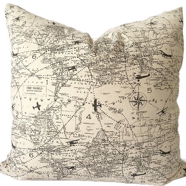 World Map Pillow Etsy
