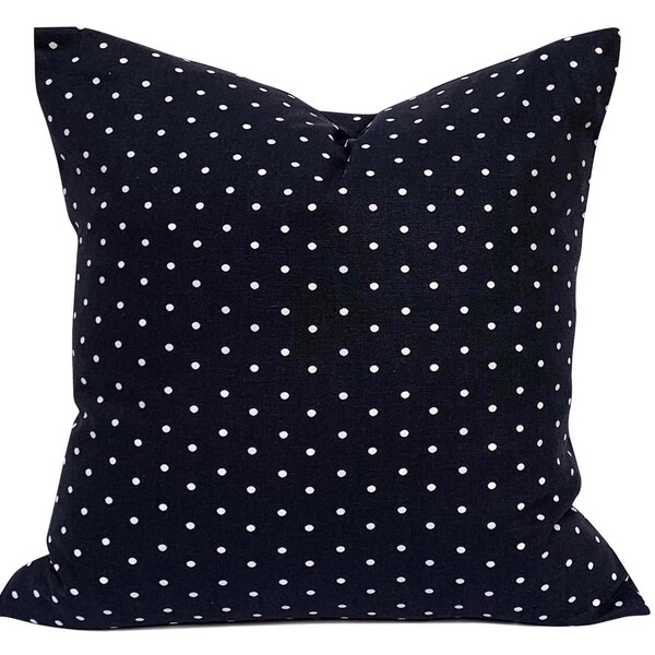 black with white polka dot-pillow cover-polka dots-polka dot pillows-18X18 pillow covers-throw pillows-cotton pillows-toss pillows-decor