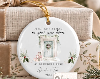 Personalised First Christmas New Home Ornament gift at Address in First House New home gift Bauble gift Decoration Keepsake Gift for Moving