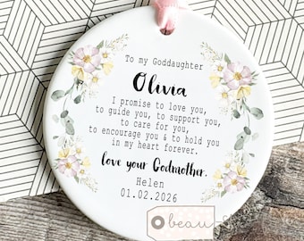 Personalised Christening Baptism gift, Promise to Godchild Gift for Godson Goddaughter, From Godmother Godparent Godfather Ornament Keepsake