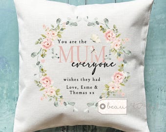 Personalised Grandma Mum Nanna Nanny Auntie Mom Mam Quote Floral Home Quote Linen Style Cushion Mother’s Day Birthday Easter gift