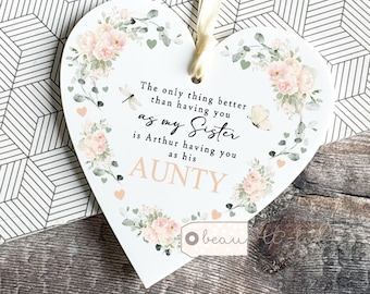 Personalised Sister Aunty Auntie Gift Sentiment The only thing better than having you as my Peach Heart Floral keepsake Mum Mother’s Day