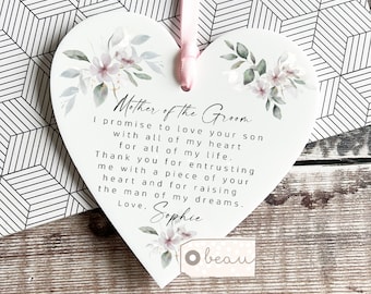 Personalised Mother of Groom Bride Thank you from Bride Groom wedding gift Greenery Decoration Ornament Wedding Keepsake Favour Gift tag