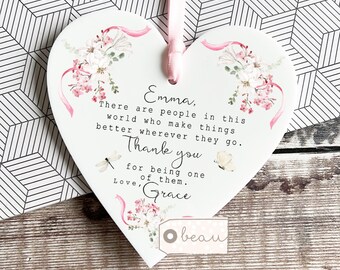 Personalised Thank you gift There are people in this world Gift Quote Butterfly Greenery Heart Ornament Workmate Friendship Keepsake