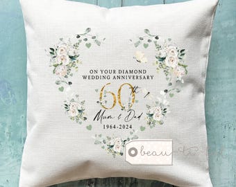 Personalised Diamond Wedding anniversary cushion, diamond Anniversary, Personalised gift 60th Anniversary gift Anniversary Cushion