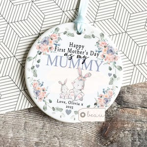 Personalised First Mother’s Day Gift Mum Mummy Mommy Nanny Nana Gran Grandma Bunny Rabbit Greenery ornament Keepsake decoration