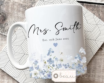 Personalised Wedding gift Mr & Mrs Bride Groom Just Married Gift Mug Greenery Wreath Gift set Ceramic Mug Tea mug coffee Mug Gift mug