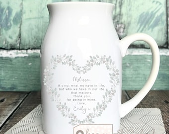 Personalised Friend gift thank you ornament It’s not what we have gift greenery heart Small jug mug vase Decoration Keepsake Friendship gift