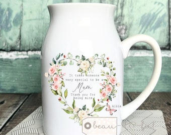 Personalised It takes someone very special Mum Nanna Nanny Grandma Home Wildflower Butterfly Floral Ceramic Small Vase Jug Mug Birthday gift
