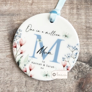 Personalised One in a million…  Mum Mom Mother Nanna Nan Grandma Gift Sentiment Lilac Quote Ceramic hanging keepsake Mother’s Day