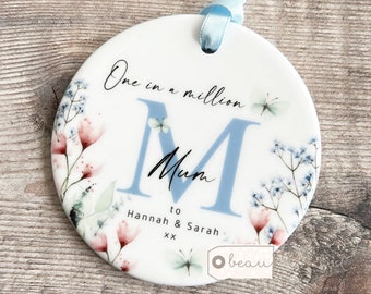 Personalised One in a million…  Mum Mom Mother Nanna Nan Grandma Gift Sentiment Lilac Quote Ceramic hanging keepsake Mother’s Day