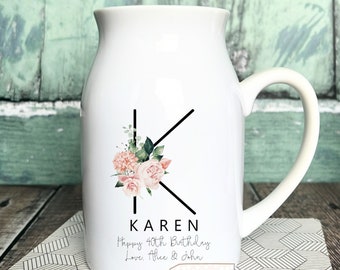 Personalised Birthday gift Special Birthday 21 30 40 50 60 70 Any age gift Wildflower Floral Ceramic Small Vase Jug Mug gift