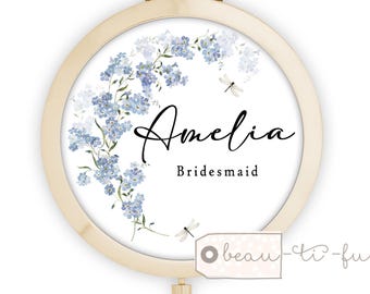 Personalised Compact Pocket Mirror Make up mirror Wedding Bridal party gift Favour Keepsake Bridesmaid Flower girl Mother of Bride Gift
