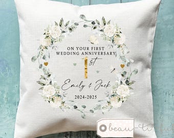 Personalised First Wedding anniversary cushion, First Anniversary, Personalised gift 1 1st Anniversary gift Cushion, 1st Anniversary