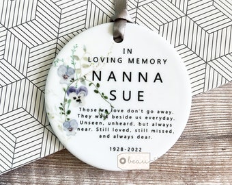 Personalised Those we love don’t go away in loving memory Memorial Dad Mum Gran Grandma Floral Greenery Design Ceramic Ornament Keepsake