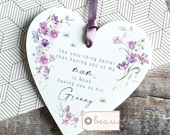 Personalised Mum Mom Mother Gift Sentiment The only thing better than having you Lilac Wildflower Heart Floral Acrylic hanging keepsake