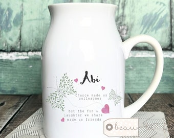 Personalised Friend gift Chance made us colleagues Quote Workmate gift Butterfly Small jug mug vase Decoration Ornament Keepsake Friendship