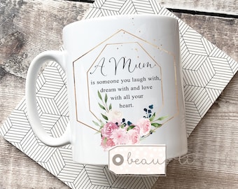 Personalised Mother’s Day gift Mum Granny Nan Auntie Nanny Floral Greenery  Ceramic Mug - Gift mug Friend Sister Grandma Teacher