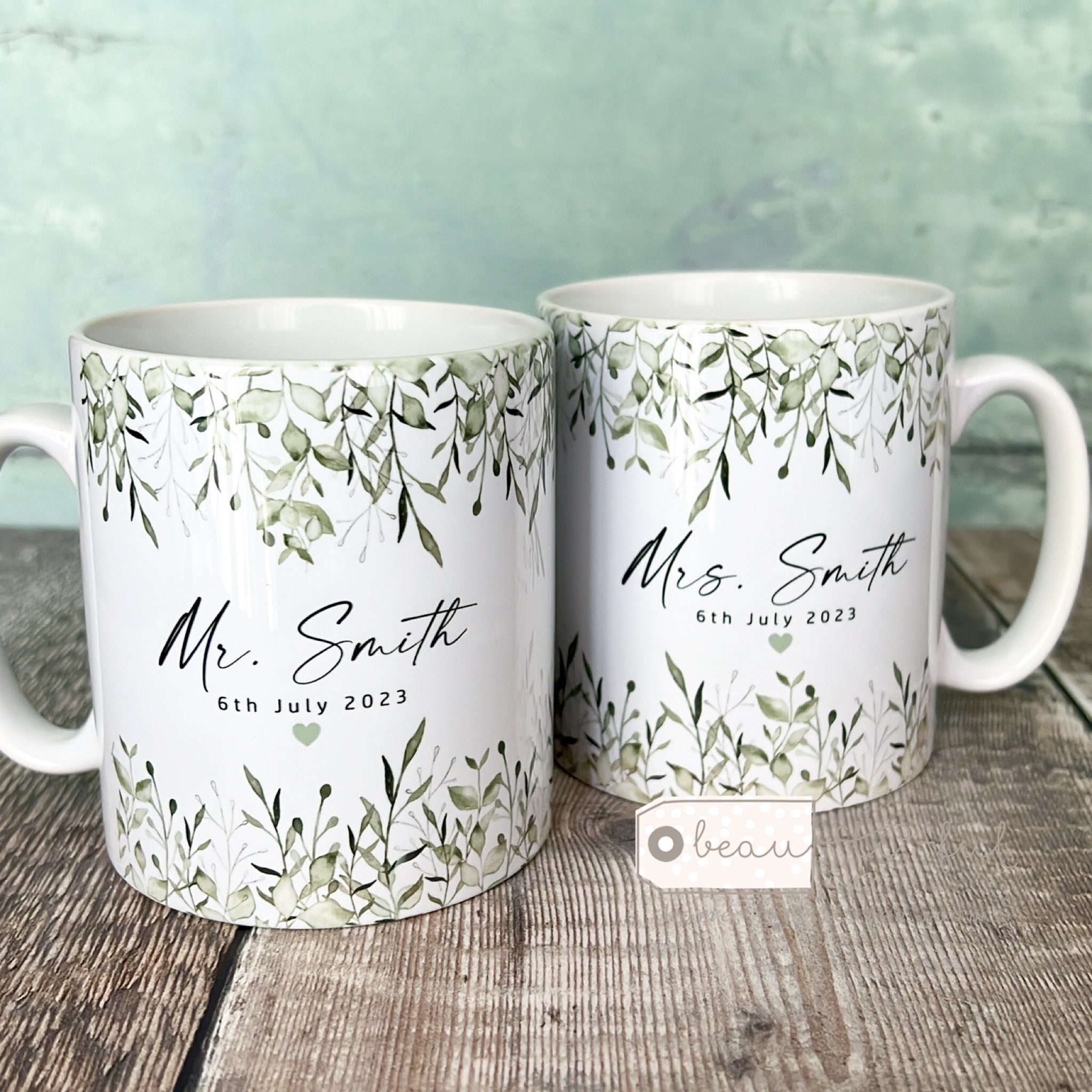 Personalized Wedding Mugs, Couples Ceramic Mugs