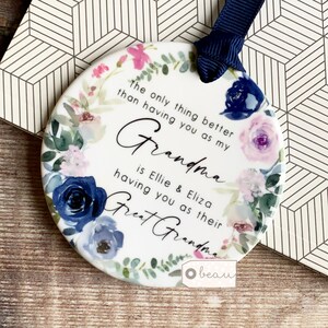 Personalised Mum Mom Mother Gift Sentiment The only thing better than having you as Navy pink Floral Ceramic or Acrylic hanging keepsake