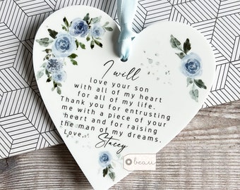 Personalised I will love your son/daughter Mother of Groom Bride Thank you from Bride Groom Greenery Acrylic Decoration Wedding Keepsake