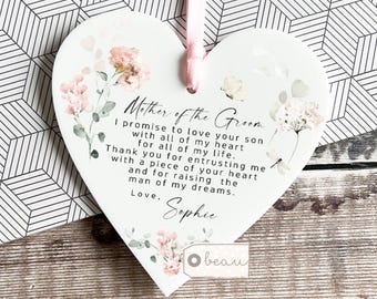 Personalised Mother of Groom Bride Thank you from Bride Groom wedding gift Greenery Decoration Ornament Wedding Keepsake Favour Gift tag