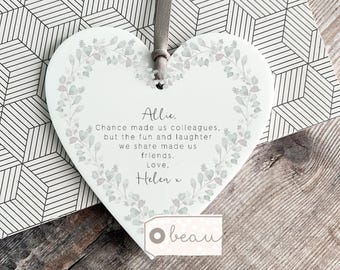 Personalised Friend Gift Chance made us colleagues Gift Heart Workmate Friendship Keepsake Thank you gift Leaving gift Retirement gift