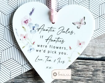 Personalised If Aunties Mums Grans were flowers I’d pick you Gift Quote wildflower Design Heart acrylic Decoration Ornament Keepsake