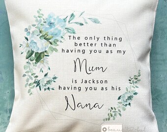 Personalised The only thing better than having you as.. Quote Pale Blue Floral Design Home Quote Linen Style Cushion cover
