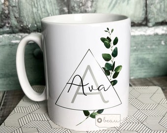 Personalised Name Modern Greenery Mug