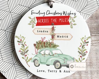 Personalised Christmas gift Across the miles From our house to yours Overseas gift Friend gift Long distance gift Greenery Ornament Keepsake