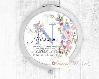 Personalised Compact mirror - Grandma gift - Gift for her - Birthday gift - Keepsake - Compact Pocket Mirror  Nanna Mum Auntie Gift Nanny