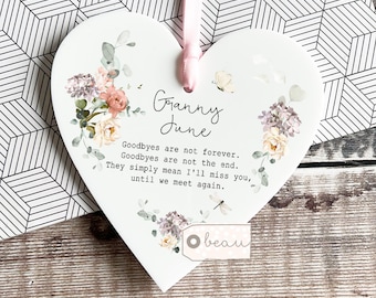 Personalised Memorial in sympathy gift Goodbyes are not forever.. Memorial Quote Butterfly heart Acrylic Heart Decoration Ornament Keepsake
