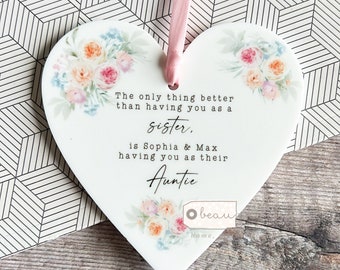 Personalised Sister Aunty Auntie Gift Sentiment The only thing better than having Lilac Pink Wildflower Heart Floral Quote Acrylic keepsake