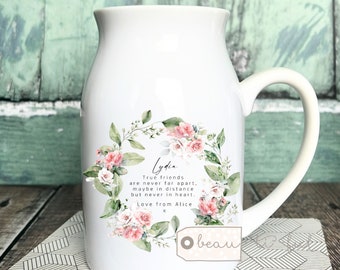 Personalised Friend gift True Friends Quote gift Floral Gift Ceramic Small mug jug vase Friendship Home gift Bud vase gift