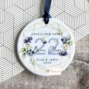 Personalised Housewarming New Home Gift Floral Greenery Design Ceramic or acrylic Round Decoration Ornament Wedding Keepsake