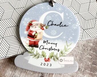 Personalised Merry Christmas Gift snow scene Santa list Design Acrylic Snowglobe shape Ornament Keepsake Boy gift child gift